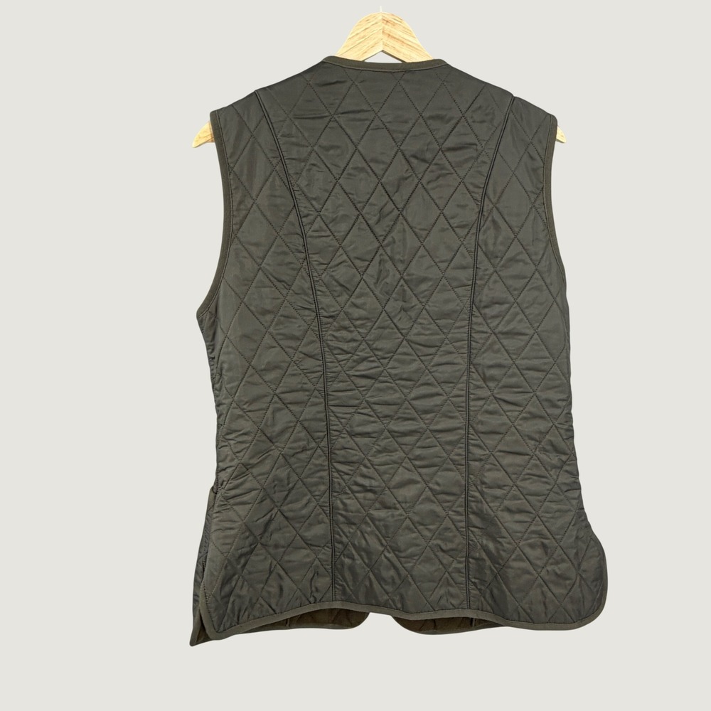 Barbour Fleece Betty Liner Vest Size 10 Olive Green Quilted Full Zip Sleeveless - Picture 3 of 5